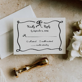 Amour | Illustrierte Französische Bow-Hochzeit RSVP Karte