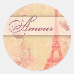 Amour in Paris Runder Aufkleber