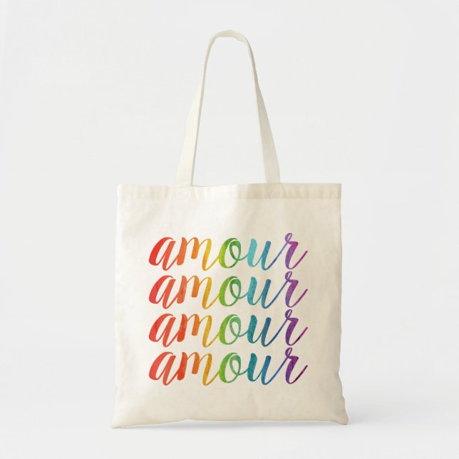 Amour in Regenbögen Tragetasche (Vorne)