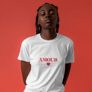 Amour Liebe minimalist Herz rot einfache Typografi T-Shirt