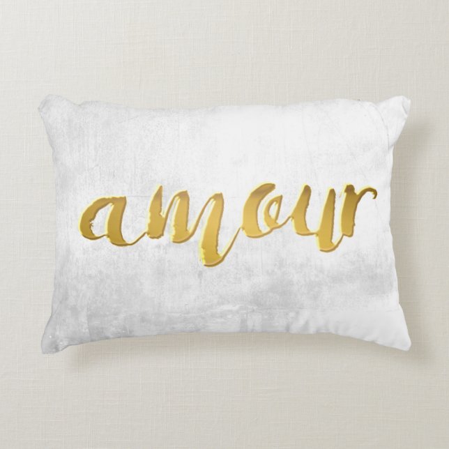 Amour - Print Letter Gold Foil Typografy Brush Dekokissen (Vorderseite)
