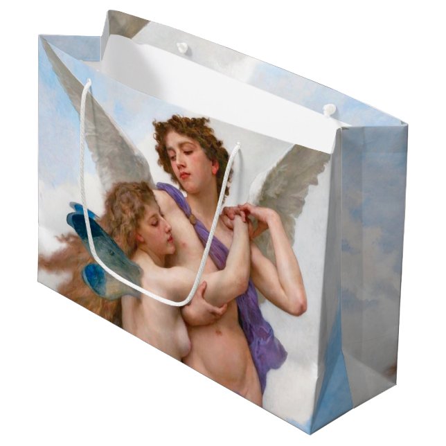 Amour und Psyche, Bouguereau große Geschenktasche Große Geschenktüte (Vorderseite Schrägansicht)