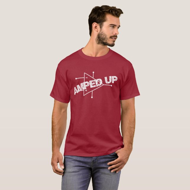 Amped OBEN! Lustiger Elektronik OpAmp T - Shirt (Vorne ganz)