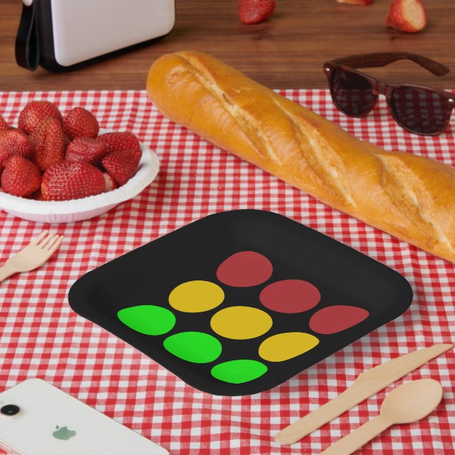 Ampel Vorsicht Muster signieren Pappteller (Picknick)