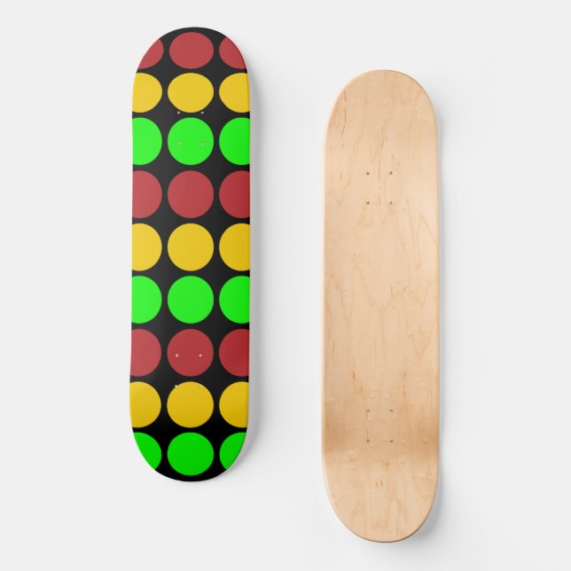 Ampel Vorsicht Muster signieren Skateboard (Vorderseite)