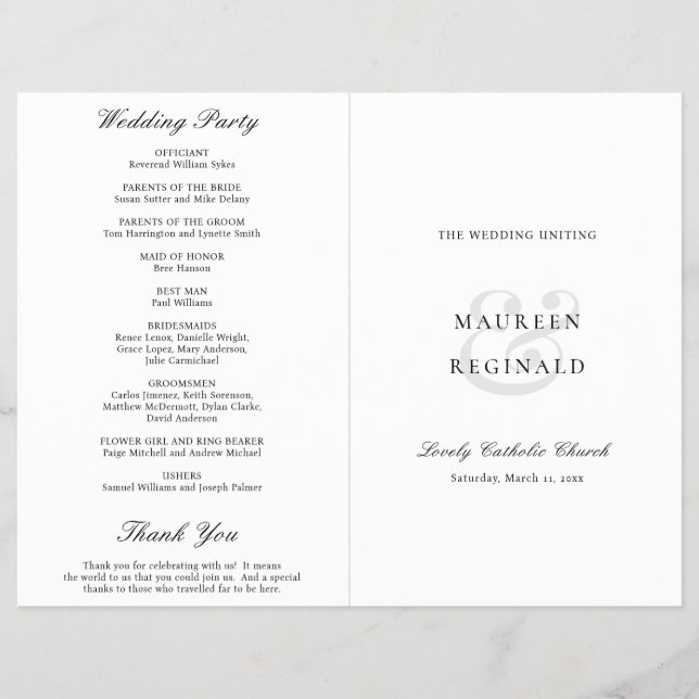 Amperand formale katholische Hochzeitsfeierlichkei Flyer (Vorne)