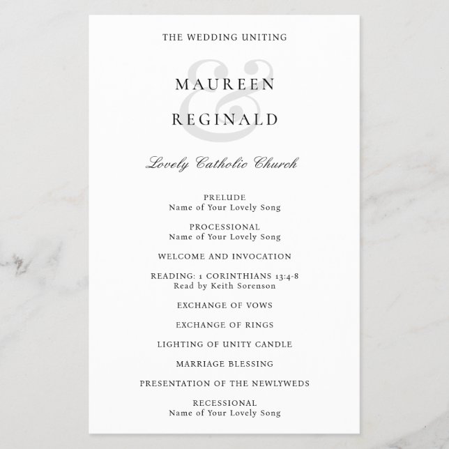 Amperand Traditional Budget Wedding Program Flyer (Vorne)