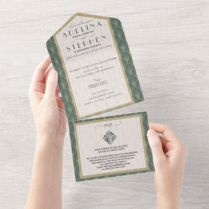 Amperand Vintage UAWG QR Code Jugendstil Hochzeit All In One Einladung