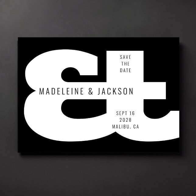 Ampersand Bold Typografie Save the Date schwarz Einladung (Von Creator hochgeladen)