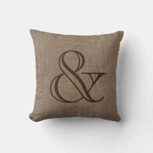 Ampersand Burlap-Look Rustikaler Wedding Keepake Kissen