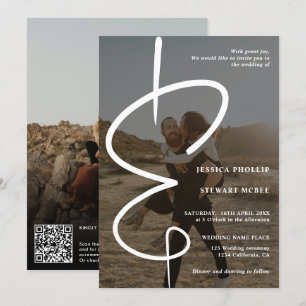 Ampersand Chic Foto Kalligraphie Qr Code Hochzeit Einladung