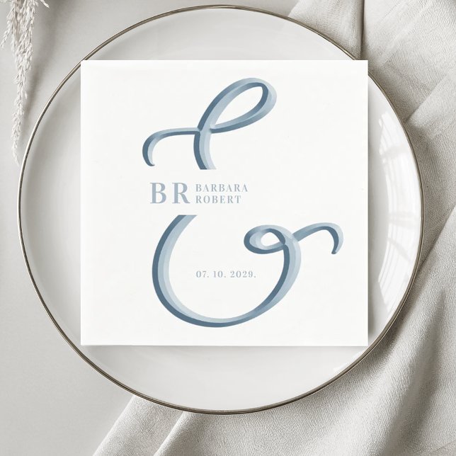 Ampersand Dusty Blue Wedding Serviette (Von Creator hochgeladen)