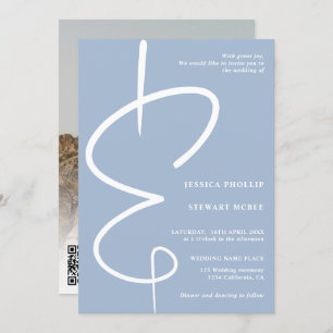 Ampersand Foto Eisblauen Skript Qr Code Hochzeit Einladung