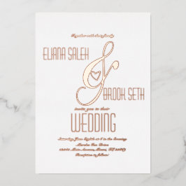Ampersand Herz Gold Hochzeit gepresst Folieneinladung