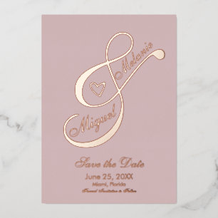 Ampersand Herz Rose Hauch Save-the-Date-Karten ged Folieneinladung