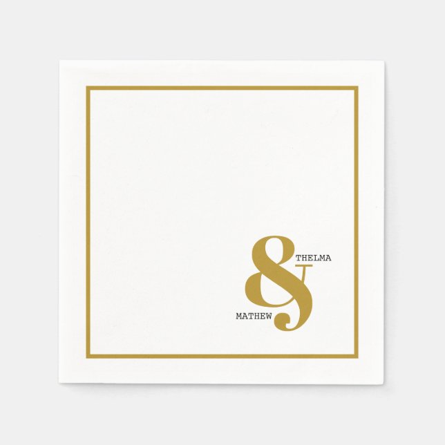 Ampersand mit Namen Wedding Napkins Serviette (Vorderseite)