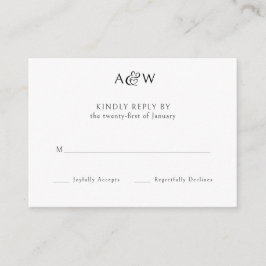 Ampersand Monogram Black and White Wedding RSVP Begleitkarte