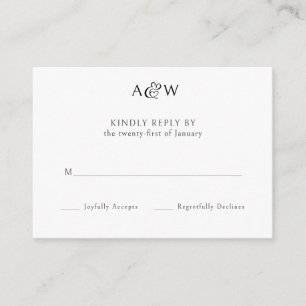 Ampersand Monogram Black and White Wedding RSVP Begleitkarte