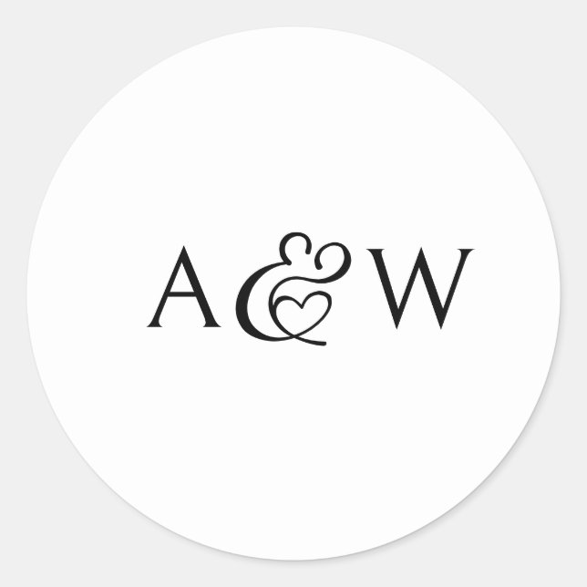 Ampersand Monogram Black and White Wedding Runder Aufkleber (Vorderseite)
