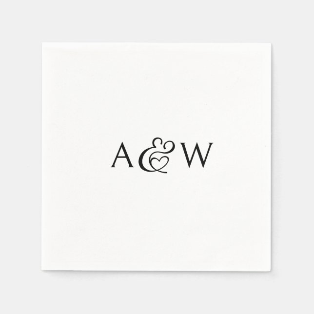 Ampersand Monogram Black and White Wedding Serviette (Vorderseite)