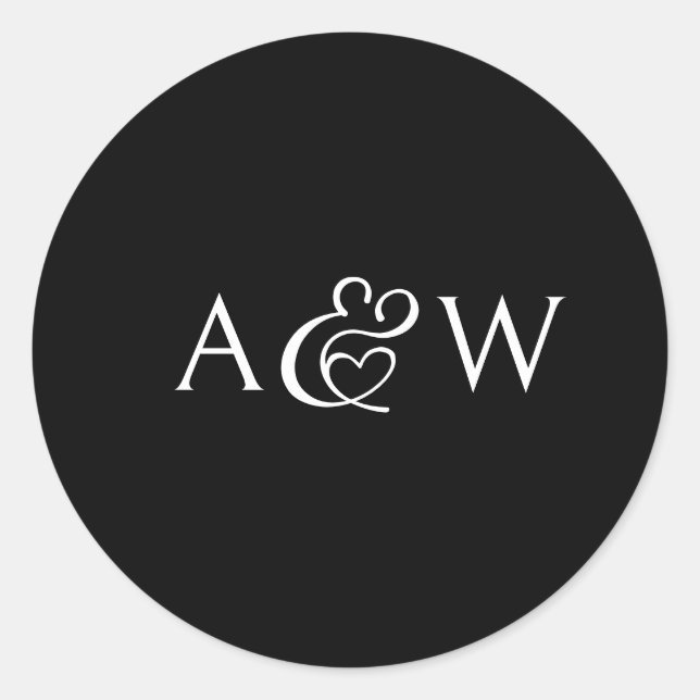 Ampersand Monogram Black Wedding Runder Aufkleber (Vorderseite)