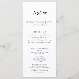 Ampersand Monogram Black & White Wedding Programm