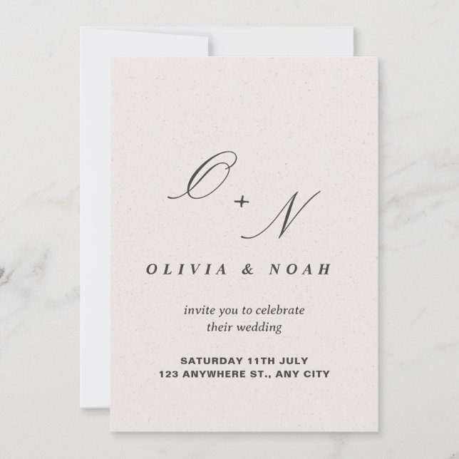 Ampersand Monogram Calligraphy Elegant Wedding Einladung (Vorderseite)