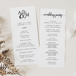 Ampersand Monogram-Hochzeitsprogramm Programm