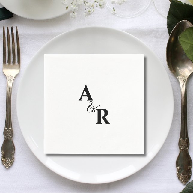 Ampersand Monogram Minimalistischer Hochzeitcockta Serviette (Von Creator hochgeladen)
