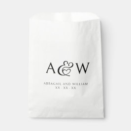 Ampersand Monogram Moderne Schwarz-Weiß Hochzeit Geschenktütchen