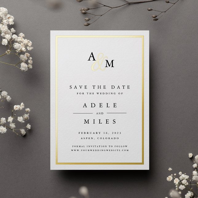Ampersand Monogram Save the Date Card Folieneinladung (Von Creator hochgeladen)