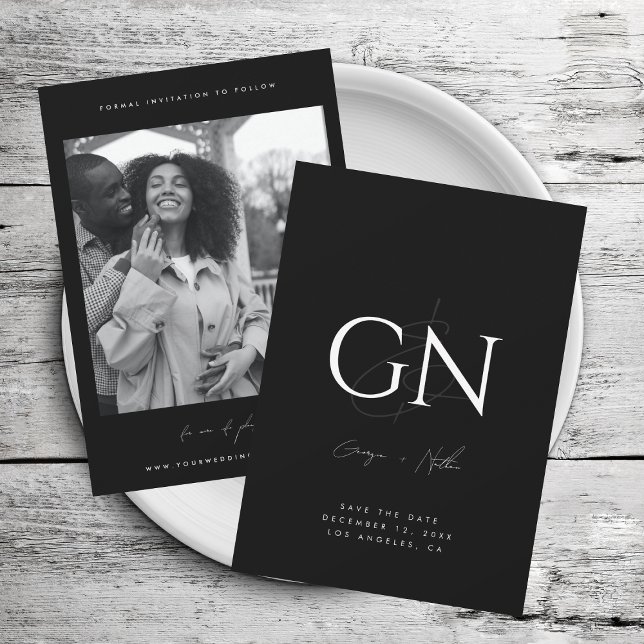 Ampersand Monogram Schwarz-weißes Foto Modernes Sk Save The Date (Von Creator hochgeladen)