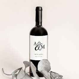 Ampersand Monogram Wedding Weinetikett