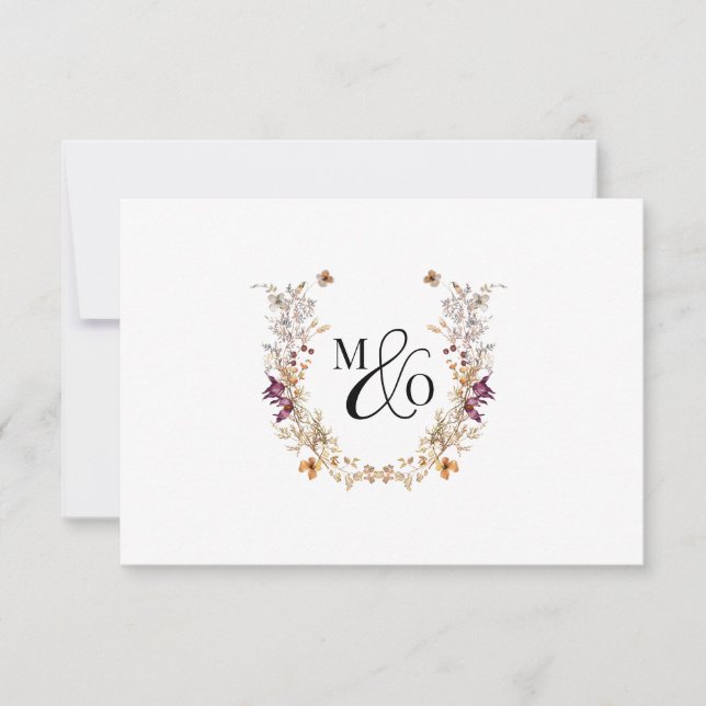 Ampersand Monogram Wedding Wildblume Mitteilungskarte (Vorderseite)
