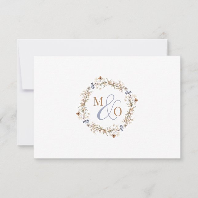 Ampersand Monogram Wedding Wildblume Mitteilungskarte (Vorderseite)