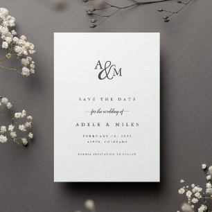 Ampersand-Monogramm-Save the Date-Karte Grau Save The Date