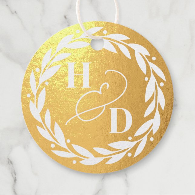 Ampersand Paare Initials Wreath Wedding Geschenkanhänger (Vorderseite)