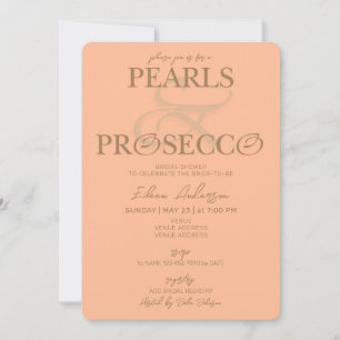 Ampersand Peach Fuzz Pearls Prosecco Brautparty Einladung