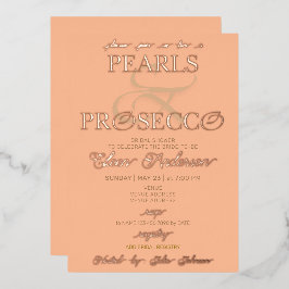 Ampersand Peach Fuzz Pearls Prosecco Brautparty Folieneinladung