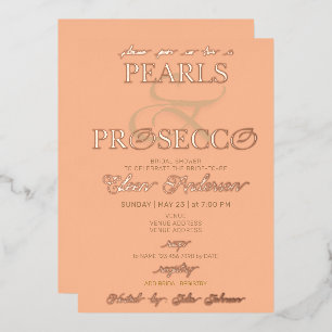 Ampersand Peach Fuzz Perlen Prosecco Brautparty Folieneinladung