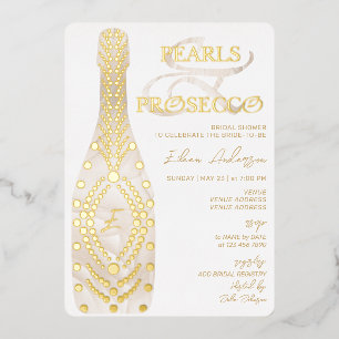 Ampersand-Perlen- und Prosecco-Brautjunggesellinne Folieneinladung