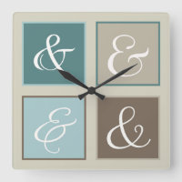 Ampersand-Quadrate, Aquamarin, blau, braun, grau