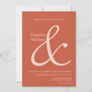 Ampersand Terrakotta Rosa Gedämpfte Hochzeit Einladung