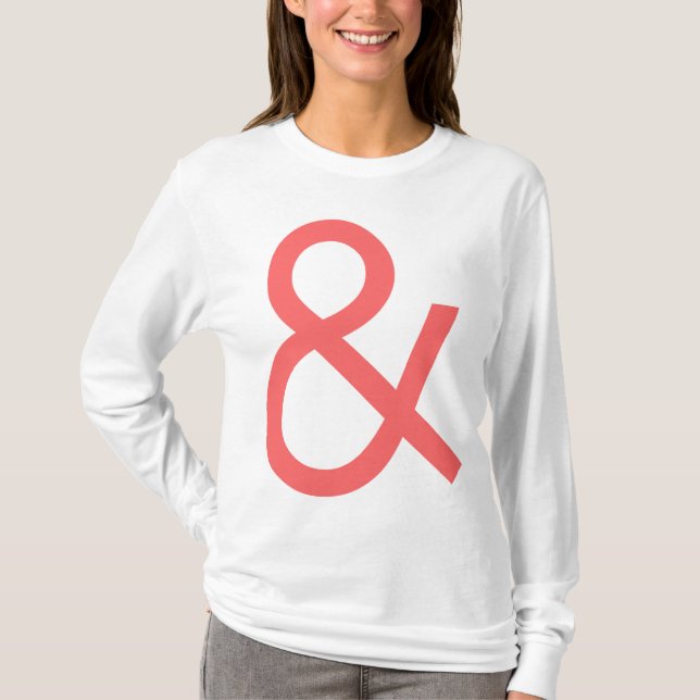 Ampersand - Tropisches Rosa auf Licht T-Shirt (Vorderseite)