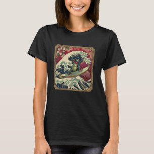 Amphibische Surfer-Blume Japanisch Wave Art Surfen T-Shirt