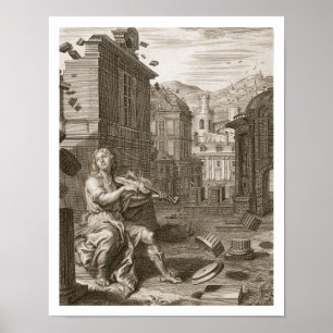 Amphion baut die Mauern des Thebes durch die Musik Poster