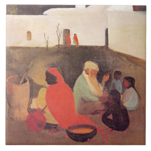Amrita Sher-Gil - Alte Geschichtenerzählerin, schö Fliese