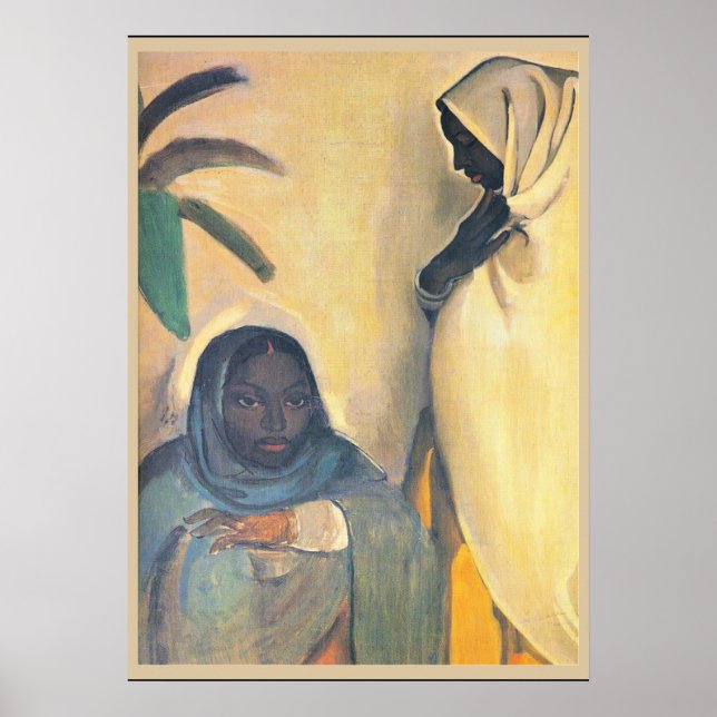 Amrita Sher-Gil - Zwei Frauen, Kunstmalerei Poster (Vorne)