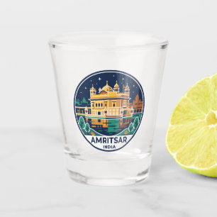 Amritsar Goldener Tempel Nacht Indien Schnapsglas