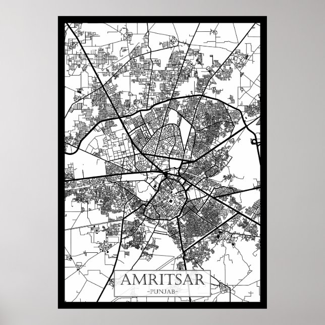 Amritsar Punjab City Map Poster (Vorne)